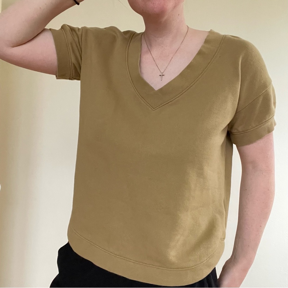 Madewell khaki green v neck sweatshirt top